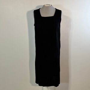 Kaliyana Black Sleeveless Midi Dress Lagenlook Front Pocket Women’s S/M